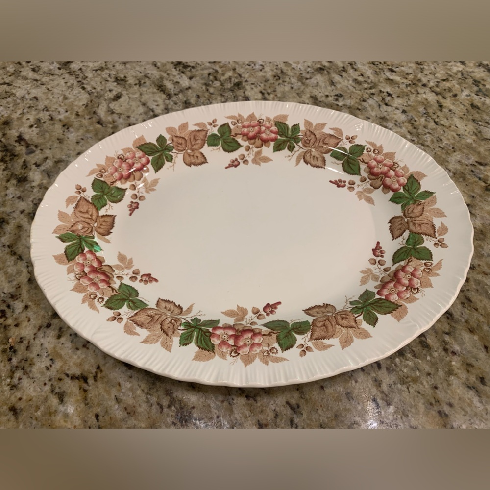 Vintage Wedgwood Wildbriar Brown Pink 17 inch Platter